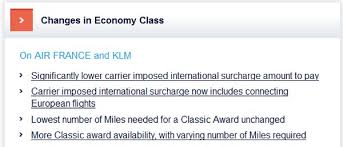 air france klm flying blue award chart changes reduced fuel