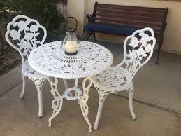 Wilson Fisher Vintage White Rose 3 Piece Bistro Set Big Lots In 2020 Bistro Set Wrought Iron Patio Table Iron Decor