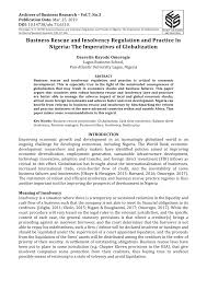 The insolvency rules 2016 (the 2016 rules) were laid before the uk parliament on 25 october 2016, and will come into force on 6 april 2017. Pdf Business Rescue And Insolvency Regulation And Practice In Nigeria The Imperatives Of Globalization