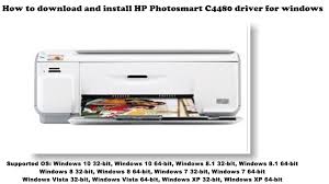 It is full software solution for your printer. How To Download And Install Hp Photosmart C4480 Driver Windows 10 8 1 8 7 Vista Xp Youtube