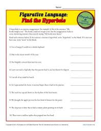 Figurative Language Find The Hyperbole Printable Worksheets Language Worksheets Figurative Language Figurative Language Worksheet