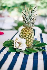 Pineapple And Seersucker Wedding By Nikki Santerre Southern Weddings Pineapple Wedding Decor Pineapple Wedding Pineapple Centerpiece