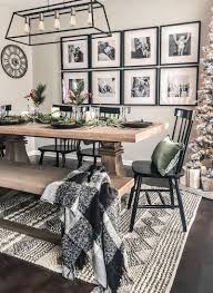 Fashion Home Decor Farmhouse Black And White Dining Room With Iron 5 Light Cage Chandelier Farm House Living Room Black Dining Room Casual Dining Rooms