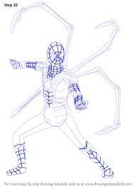 Step By Step How To Draw Iron Spider From Avengers - Infinity War Drawingtutorials101com In 2021 Iron Man Artwork Iron Spider Avengers Infinity War