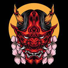 Demon Oni Mask With Sakura Vector Oni Mask Oni Mask Tattoo Japanese Demon Tattoo Kit mascara free fire + bone free fire+ colar free fire jogo. demon oni mask with sakura vector oni