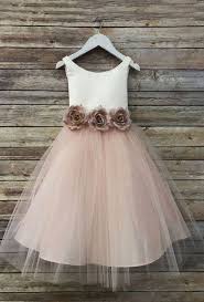Ella Dress Two Tone Colored Tulle Dress With Flower Belt Sash Flower Girls Blush Champagne White Rosegold Ivory Flower Girl Dress Flower Girl Dresses Tulle Pink Flower Girl Dresses Ivory Flower Girl