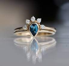14k Gold London Blue Topaz Bridal Set Wedding Ring Set Pear Etsy London Blue Topaz Ring Bridesmaid Jewelry Sets Blue Topaz Ring