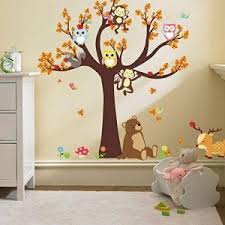 Arbre tours le tableau est créé à partir des rondelles de bois de nombreuses espèces d'arbre ! Decalmile Stickers Animaux Des Bois Cerfs Renards Arbre Autocollants Muraux Mural Enfants Chambre Bebe Garderie Decoration Murale Decorations Murales La Chambre De Bebe Stickers Muraux Bebe Puericulture