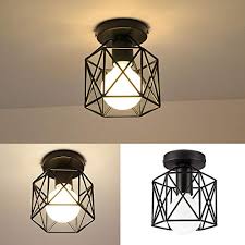 Order online or reserve and collect at your local store. Licperron Semi Flush Mount Ceiling Light E26 E27 Retro Black Industrial Ceiling Light Fixture For Porch Hallway Kitchen Farmhouse Lighting 2 Pack