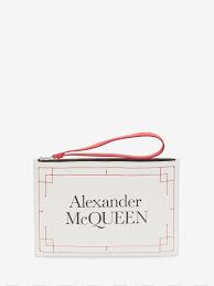 / الإبرة الطبية في المنام للعزباء Signature Pouch In Ivory Black Alexander Mcqueen Us