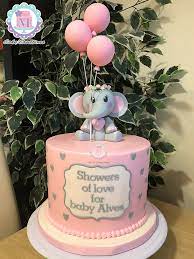 Pink Elephant Baby Shower Fondant Cake Pink Baby Shower Cake Elephant Baby Shower Cake Baby Shower Cakes Girl