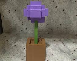 4 Inch Minecraft Style Rose 3d Printed Hand Painted Flower Figurine Christmas Gift Caramel Pot Hand Painted Prints Minecraft