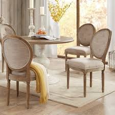 Taupe Fabric Tufted Round Back Dining Chair Set Of 2 Round Back Dining Chairs Dining Chairs Woven Dining Chairs
