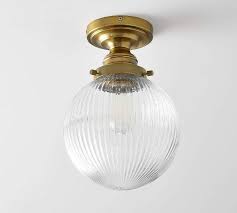 Ribbed Glass Globe Flush Mount Glass Globe Glass Globe Pendant Antique Lighting