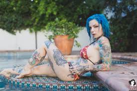 See blue hair tattoo girl stock video clips. Wallpaper Riae Suicide Suicide Girls Swimwear Bikini Pierced Septum Model Women Two Piece Swimsuit Swimming Pool Blue Hair Tattoo Inked Girls Pizza 5472x3648 Vaanic 1222589 Hd Wallpapers Wallhere