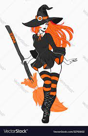 Beautiful sexy witch with a broom Royalty Free Vector Image