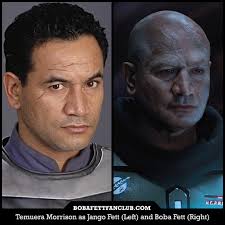 How it started vs. how it's going Temuera Morrison as #JangoFett (left) and  as #BobaFett (right), released 18 years apart