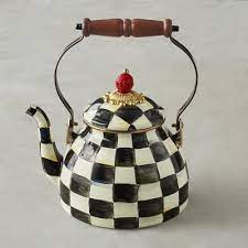 Watercolor teapot print art, checkered print, kitchen decor, black and white teapot, vintage kettle watercolor print waterforart 5 out of 5 stars (265) sale price $13.98 $ 13.98 $ 15.53 original price $15.53 (10% off. Mackenzie Childs Courtly Check Tea Kettle Williams Sonoma