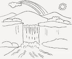 Contoh gambar sketsa pemandangan ini cocok bagi yang menyukai suasana air terjun. Lukisan Air Terjun Kartun Cikimm Com