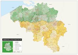 Kaart België Gemeenten & Postcodes | Landkaarten België Vector Map