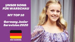 Porträts der teilnehmenden künstler, gewinner, platzierungen, videos und bilder zum eurovision song contest. My Top 10 Germany Junior Eurovision 2020 Dein Song Fur Warschau Youtube