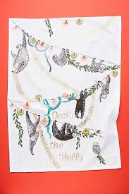 Deck The Halls Sloth Dish Towel Anthropologie Christmas Deck The Halls Dish Towels