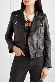 Black Chiodo Textured Leather Biker Jacket Golden Goose Jackets Biker Jacket Leather Biker Jacket