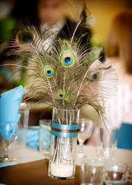 Wedding Decorations With Peacock Theme Wedding Wednesday Flower Free Center Peacock Wedding Centerpieces Feather Centerpieces Wedding Reception Centerpieces