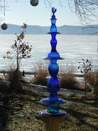 Thrift Store Glass Totem Glass Garden Art Garden Totem Glass Garden