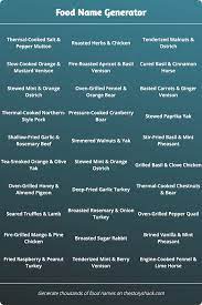 Food Name Generator 1000s Of Random Food Names