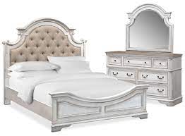 Barringer place white 5 pc queen panel bedroom with storage. Bedroom Furniture Marcelle 5 Piece Queen Upholstered Bedroom Set Vintage White Upholstered Bedroom Set Bedroom Set Value City Furniture