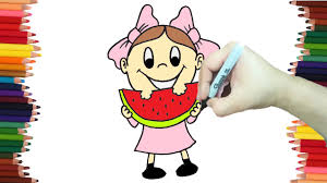 El joven artista podrá disfrutar del proceso creativo, pintando muñecas populares y personajes de dibujos animados favoritos, donde. Como Dibujar Una Nina Comiendo Sandia Paso A Paso Y Muy Facil Dibujos Para Colorear Youtube