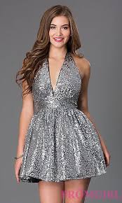 Dark Silver Short Sequin Halter Dress At Promgirl Com Halter Party Dress Formal Dresses Short Dresses