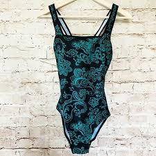 Merona Teal Macrame High Neck One Piece Swimsuit Swimwear