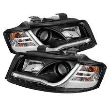 Black 2002 2005 Audi A4 S4 Quattro B7 S5 Osram Led Light Bar Style Front Projector Headlights Headlamps Replacements Both Drive Black Headlights Audi A4 Audi