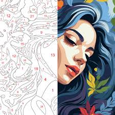 Elegant Female Face Paint by Number Kit, Easy Color by Number, Relaxing  Color Painting Experience