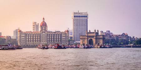 Taj Mahal Hotel, Gateway Of India And Tourist Boats In Water Of Arabian Sea In Mumbai, India Stock Photo, Picture and Royalty Free Image. Image 149600796.