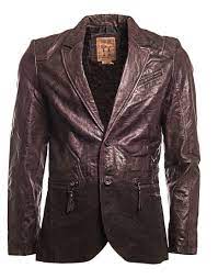Pearly King Persuit Dark Brown Sheep Leather Blazer Vintage Look Mens Coats Leather Blazer Mens Coats Mens Fashion