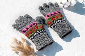 手織羊毛針織手套 針織純羊毛保暖手套 全趾手套 南美洲彩虹色 omhandmade 手套 pinkoi winter glove winter