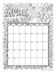 April 2018 Coloring Calendar Page Woo Jr Kids Activities Coloring Calendar Calendar Printables Kids Calendar