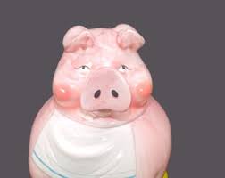Vintage Living Art Pig Cookie Jar: Pink Pig With Bib
