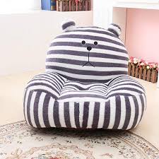 Maxyoyo Super Cute Grey Striped Bear Stuffed Plush Toy Bean Bag Chair Cute Rabbit Plush Soft Sofa For Toddler Infant Baby Birthday Gifts For Boys Girls Ideeen