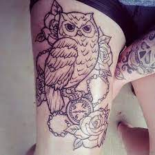 Tropical flower tattoo, hawaiian style. 39 Exciting Owl Tattoos For Thigh