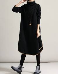 Cotton Leisure High Collar Long Large Size Dress In Black Red Khaki Blue Large Size Dresses White Lace Mini Dress Black Linen Dress