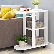 Tables en caisses à pommes / apple crates into coffee table. Qihang Uk Mobile Sofa Side Table For Small Spaces Wood Rolling White End Table With Wheels Open Shelves For Bedroom Living Room Office Amazon Co Uk Home Kitchen