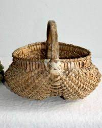 Antique 19th Century Hand Woven Buttocks Splint Basket Hand Weaving Basket Antiques