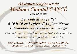 L'espace avis de décès permet aux familles de diffuser une annonce nécrologique, et aux proches d'adresser des condoléances à la famille défunt. Anglars Nozac