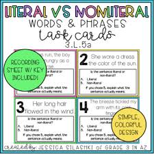 literal vs nonliteral worksheets teaching resources tpt