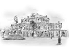 Zeichnung Semperoper Dresden Karikatur Vom Foto Karikatur Fotos