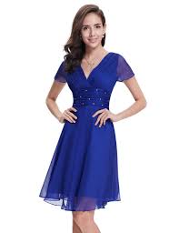 Ever Pretty Womens Short Sleeve V Neck Short Party Dress 4 Us Sapphire Blue Chiffon Party Dress Chiffon Cocktail Dress Nice Dresses